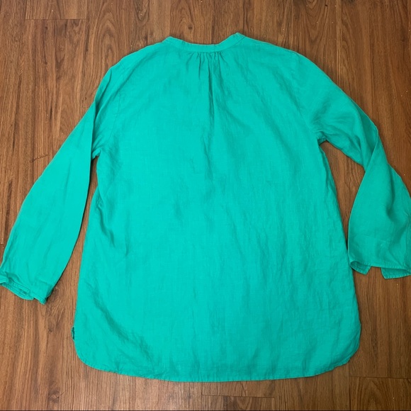 Turquoise Linen Popover Tunic - Picture 6 of 7